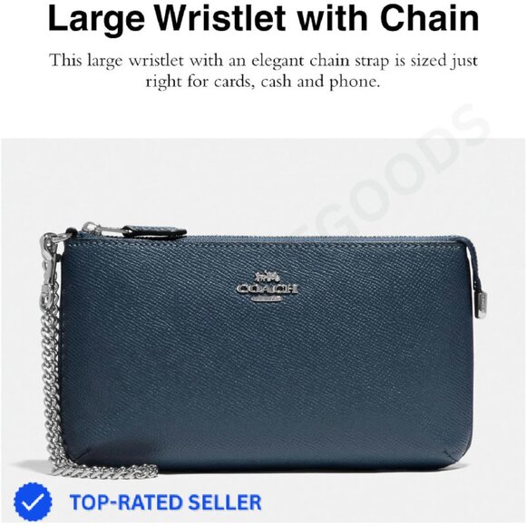 Coach Large Wristlet with Chain Elegant Fashionable Accessory